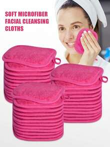 1-10pcs Soft Microfiber Facial Cleansing Cloths, Makeup Removal Face Towels With Hanging Loop, Gentle On Skin, Washable And Reusable,Skincare Headband,Beauty,Skin Care Products,Spa,Self Care,Skin Care Tools,Face Care,Esthetician Supplies,Skin,Face Wash,Facial - Multicolor - View 1