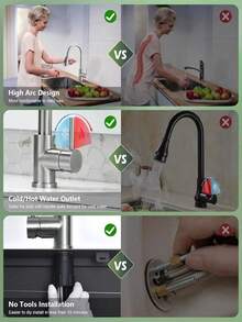 Kitchen Faucet With Pull Down Sprayer, High Arc Brushed Nickel Single Handle Kitchen Sink Faucet, Stainless Steel, 3 Mode(Stream/Spray/Pause), Grifos Para Fregaderos De Cocina - 拉絲鎳 - 查看 4