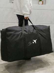 1pc Foldable Travel Bags Unisex Storage Bag, With Heart-Shaped Airplane Pattern,Portable Women Handbags Men Large Capacity Luggage Bags, Multifunctional Travel Accessories,Luggage Bag Moving Bag Oxford Cloth, Packing Luggage Bag, Moving Storage Bag,Suitable For Dormitories, Rental Houses, School Dormitories, Moisture-Proof And Dust-Proof Storage Bags For Clothes And Quilt Bag,Suitable For Business Travel, Vacation, And Moving