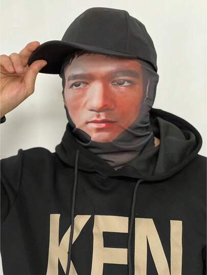 1个透气3D面部装饰网眼面罩 - 适用于圣诞节服装、时尚运动风格、室内/室外游戏、角色扮演、趣味派对、户外娱乐、街舞表演、节日、钓鱼、运动、情人节、复活节、啤酒节、狂欢节等。