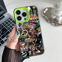 Epc G- Rock Band funda de teléfono de dibujos animados IMD funda de teléfono para 17 16 15 14 13 12 11 Pro Max Plus Color plata cubierta - Negro - Ver 12