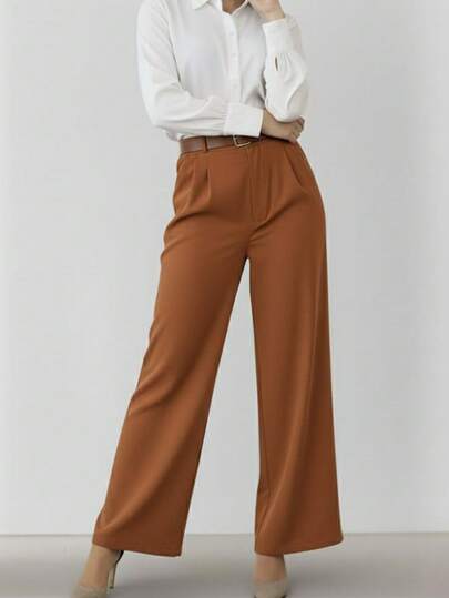Pantalones Rectos para Moda Casual y Elegante, con Cinturón