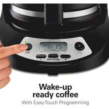 Cafetera Hamilton Beach para 12 Tazas, Programable, 3 Opciones de Preparación, Jarra de Vidrio, Negra (46299), Prepara café a tu manera con 3 opciones de preparación, elige entre: regular, cargado o 1-4 tazas - Tipo de Enchufe A USA (110-127V) - Ver 2