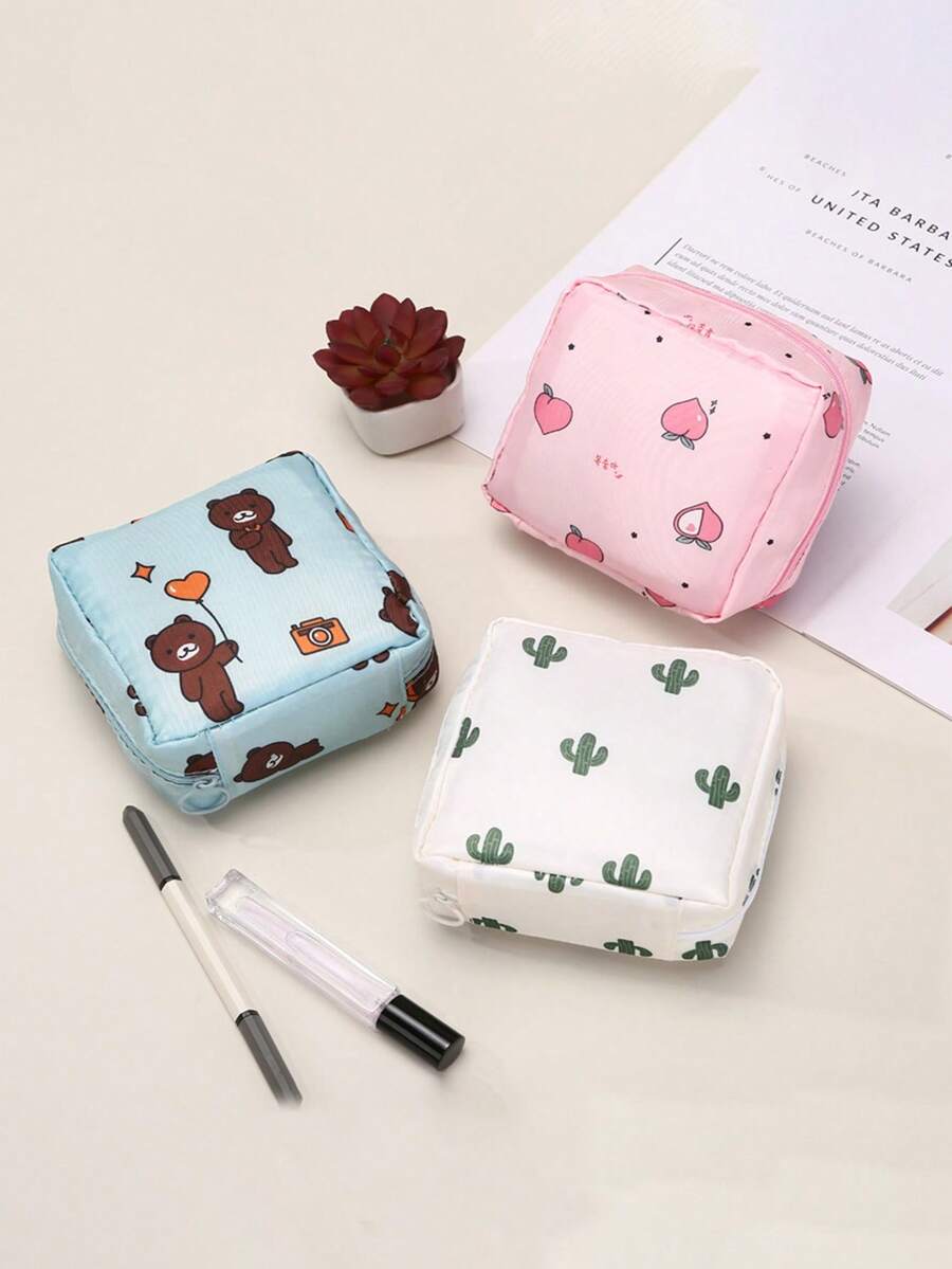 Large Capacity Cute Girl Sanitary Pad Storage Bag, Portable Travel Pouch For Women - Many - View 1
