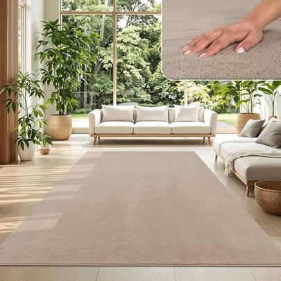 TT Home Rug For Living Room, Short Pile, Plain, Modern Design, Washable, Colour:Cream, Size: 80 X 150 Cm