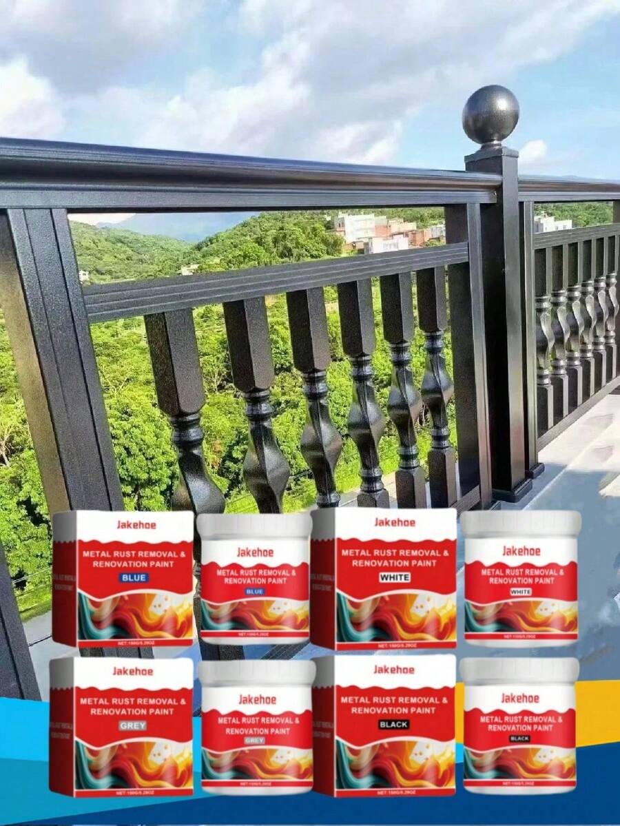 150G Water-Based Anti Rust Metal Paint (Gray/White/Blue/Black) Waterproof, Anti Rust, Metal Primer, Durable Repair Paint, Multiple Colors To Choose From, Anti Rust Metal Repair Paint, Used For Rust Removal And Repair, Corrosion-Resistant/Anti Rust, Easy To Solve Rust Problems, Suitable For Various Indoor And Outdoor Iron, Metal And Wood, Home, Furniture, Water-Based, Waterproof, Anti Fouling, New And Old Models Shipped Randomly. - Nhiều màu - Xem 1