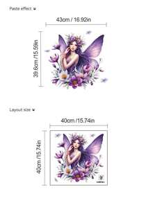 1pc Multi-Size PVC Removable Wall Sticker, Featuring Elegant Purple Fairy, Butterfly Bouquet, Girl Silhouette With English Letters, Cute Fairy On Swing, Clouds And Hearts Decor, Suitable For Bedroom, Living Room, Study, Dining Room, Bathroom, Home Wall Decoration - Multicolor - View 8