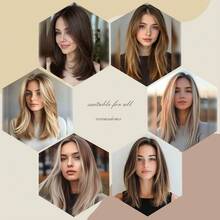 4pcs Invisible Clip-In Hair Extensions, Thickening Highlight Hair Pieces, 14 Inch Straight Short Synthetic Hair Wefts, Women Hair Clips, Hair Accessories - Multicolor - View 6