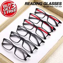 6pcs Classic Square Reading Glasses, Fashionable Color Matching Makes You Look Younger, Ultra-Light & Comfortable Frames, Large Assortment Perfectly Meets Your Daily Reading Needs - 3灰色+3紅色 - 查看 7