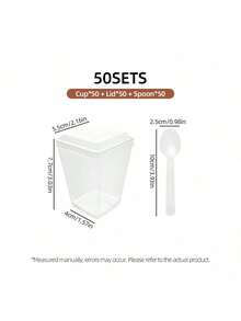 5oz Square Plastic Dessert Cups With Lids And Spoons, 25/50/100 Pcs Set, Parfait/Appetizer Cups For Yogurt, Mousse, Ice Cream, Pudding - Reusable Clear Containers, Birthday, Wedding, Holiday (Christmas, Eid, Oktoberfest) Gifts, Party, Festival Dessert Supplies