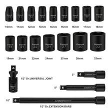 1/2Inch Drive Shallow Impact Socket Set, Metric, 10mm32mm, CRV, 6Point, 20Piece 1/2&Quot; Shallow Sockets Set With... - B07QL2VQ5C - View 2