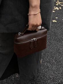 Retro stilvoller Nischen-Design Herbst/Winter Neuankömmling Umhängetasche mit einer Schulter und diagonalem Riemen, Farbblock Pendler Mode Damen Weihnachtsgeschenk, hochwertige kleine quadratische Tasche - Verschiedenfarbig - Übersicht 3