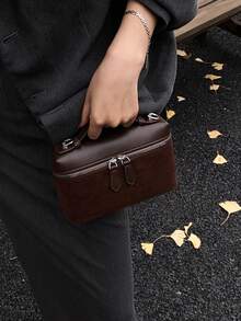 Retro stilvoller Nischen-Design Herbst/Winter Neuankömmling Umhängetasche mit einer Schulter und diagonalem Riemen, Farbblock Pendler Mode Damen Weihnachtsgeschenk, hochwertige kleine quadratische Tasche - Verschiedenfarbig - Übersicht 11