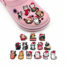 Zestaw 20 zawieszek do butów z motywem świątecznych kotków, ozdoby do butów z PVC do torby plażowej, zawieszki do akcesoriów do butów, pomysł na prezent urodzinowy, świąteczny, walentynkowy, halloweenowy - Wielokolorowe - Zobacz 4