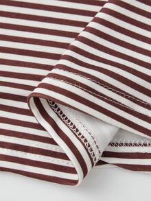 2Pcs Pajamas Sets for Women Sleeveless Bow Decor Striped Vest Tops with Elastic Waist Pants Loungewear - Marrón - Ver 7