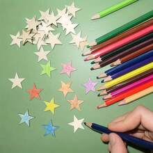 100片装不同尺寸空白木质五角星套装，DIY工艺装饰木片，DIY剪贴簿用品，绘画配件，美术工艺用品，圣诞工艺品，耐用木材，适用于房间装饰、派对礼品、成人工艺品、卧室装饰、课堂活动、自制工艺品、婚礼装饰、个性化礼品、涂鸦用品、节日装饰 - 彩色 - 查看 8