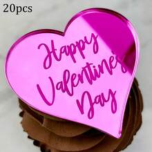 5个/10个/20个金色亚克力情人节蛋糕装饰摆件，求婚甜品桌心形装饰品 - 彩色 - 查看 22