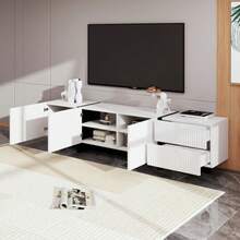 190 Cm TV Cabinet With 3 Doors, 2 Drawers - Black and White - View 4