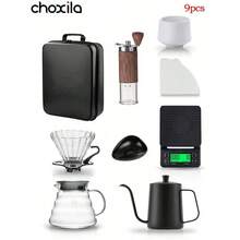7/9/15pcs Choxila Pour Over Coffee Set Coffee Maker Kit, Portable V02 Hand Brew Drip Set With Tool Case, Coffee Accessories - 9件套裝 - 查看 1