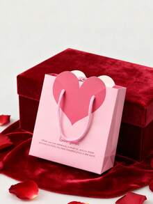 1个情人节纸质礼品袋，带提手，牛皮纸包装袋，适合趣味送礼、新奇礼物交换、情人节礼物包装、派对小礼品 - 彩色 - 查看 6