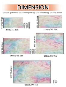 1 块毛绒地毯，防滑地毯，适用于家庭、客厅、卧室 - 彩色 - 查看 3