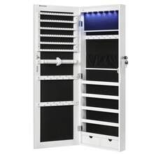 SONGMICS Espejo Joyero de Pared, Espejo Joyero Colgante sin Marco, Armario de Joyas con 6 LEDs para Colgar en la Pared o en la Puerta, Gran Capacidad con 2 Cajones, Blanco,Regalo de Navidad - Blanco - Ver 9