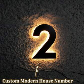 Placa de número de casa y dirección moderna personalizada - Números de casa negros y placa de dirección - Señal de número de casa