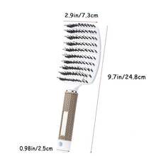 ZMD 2PC Curved Vented Detangling Hair Brush, Boar Bristles Curly Hair Brush, Wet Dry Detangler Hair Brushes For Women/Men/' Long, Thick, Thin, Curly & Tangled Hair (Pink & Black) - 黑與白 - 查看 3