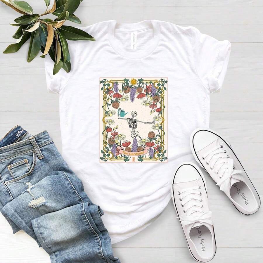 La Mia Del Tarot Del Esqueleto Del Jardinero, Regalo De Jardinería, Misa Del Tarot Amante De Las Plantas, Mia Del Esqueleto Del Tarot Del Jardinero, Mia De Navidad, Mia Del Esqueleto De La Rta Del Tarot.220G Clic Pure Cotton T-Shirt - The Perfect Blend Of Sual And Act, I For Everyday Wear And The Gym, A Warm Gift For Your HusbandWifetops WoM.En Fall OutfiT.S For WoM.En  VaC.Ation OutfiT.S WoM.En Halloween Costume - trắng - Xem 1
