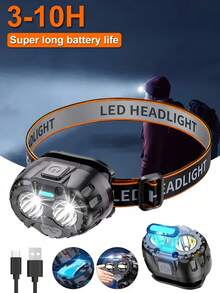 1/2PCS Led Induction Headlamp USB Headwear Strong Light Sensor Flashlight Night Fishing Light Waterproof Head Flashlight For Camping