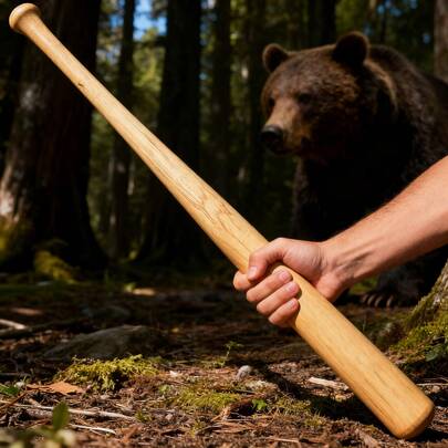 1pc Solid Beechwood Baseball Bat, Adult Men Outdoor Sports Practice Fitness Self-Defense Tool, Home Security Wooden Bat, Lightweight Durable Comfortable Grip, Outdoor Camping Self-Defense Tool