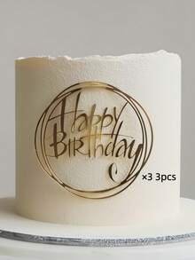 1pc/3pcs PMMA Cake Topper, Birthday Cake Decoration, Kitchen Baking Decoration Supplies, DIY Cake Decoration Supplies