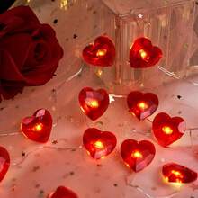 Dây đèn hình trái tim cho ngày lễ tình nhân, trang trí cầu hôn, bao bì hộp quà, đạo cụ chụp ảnh cưới, đèn LED - Nhiều màu - Xem 13