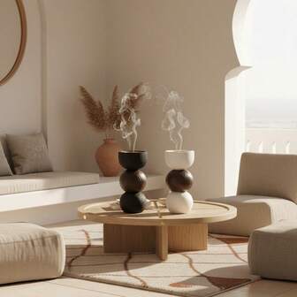 1 st/1 set modern svartvit cylinderformad rökelsebrännare i harts, som kombinerar funktionerna hos en utsökt och snygg Bakhoor-brännare och en minimalistisk Bakhoor-hållare. Mabkhara, arabisk rökelsehållare