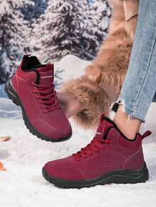 Women's Elegant Winter Snow Boots, Non-Slip Sports Shoes, Warm Lining Outdoor Winter Shoes, Suitable For Outdoor Winter - Red - View 4