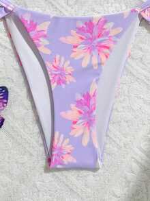 浪漫花卉印花比基尼套装 - 淡紫色 - 查看 3
