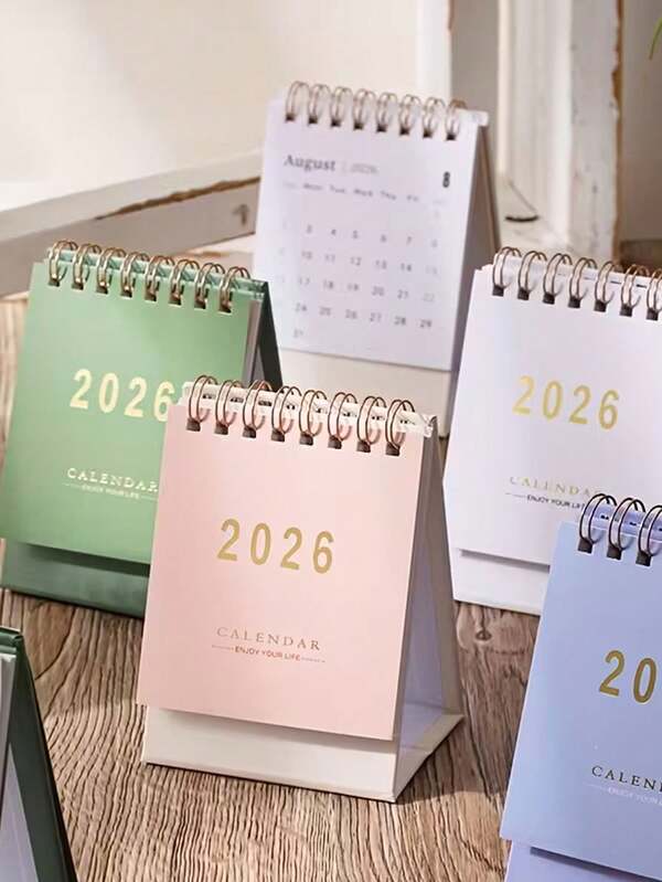 2026 Mini Desk Calendar - Monthly And Weekly Planner With Thick 250 GSM Paper, Double Wire Binding, Vibrant Color Options (Pink, Blue, Green, White) For Home Or Office Organization, Desk Calendar For The Office