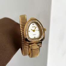 gedi 1 件装女士蛇形手镯手表时尚手链手表 Vogue Girls 品牌石英手表 - 金色 - 查看 1