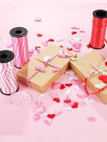 1 Rollo de cinta con estampado de corazones, cinta decorativa para fiestas, cordón trenzado para empaquetar regalos de estilo coreano con flores, cinta para decorar pasteles, cajas de cumpleaños, ramos, empaquetar regalos, cinta de satén para flores, vuelta al colegio y San Valentín - Multicolor - Ver 2