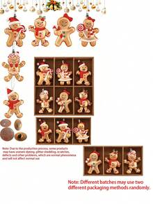 6 buc/1 cutie Decorațiuni pentru brad de Crăciun cu omuleț de turtă dulce - Ornamente de Crăciun cu sclipici roșu agățat, pentru sărbătorile de iarnă, Anul Nou, brad de Crăciun, Articole de sărbători, Decorațiuni pentru casă, Decorațiuni pentru cameră, Decorațiuni de sărbători, Decorațiuni pentru brad de Crăciun, Mobilier pentru casă de interior și exterior, Decorațiuni de Crăciun pentru casă, Decorațiuni de Crăciun - Roșu