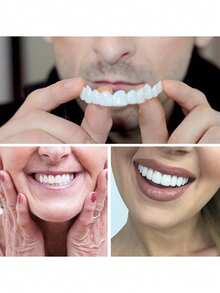 Bộ 2 miếng niềng răng thẩm mỹ Instant Smile, mặt dán sứ trên và dưới dành cho nam và nữ, dễ dàng lắp đặt, không cần dùng lực, hoàn hảo cho trang phục thường ngày - trắng - Xem 1