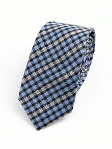 1 pieza Corbata delgada formal de negocios para hombres a cuadros y rayas de 6 cm, adecuada para el trabajo, uso diario, bodas y fiestas