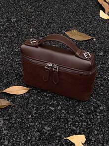 Dedoo New Matte Patchwork Mini Handbag Crossbody Bag Phone Pouch, Fashionable Work Bag - Coffee - View 7