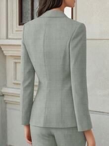 HOMEYEE Vintage Lapel Collar Long Sleeve Casual Blazer, Suitable For Office, Business And Leisure Occasions, All Season - 灰色 - 查看 2