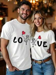 Couple Matching Printed Sleeve Collar-Shirts, Casual Short-Sleeve Tops Couples In Spring And Summer, Women'S Clothing.2026 - Màu trắng của phụ nữ - Xem 7