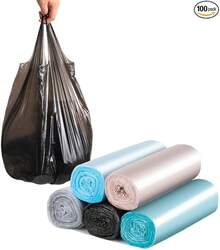 75 Drawstring Trash Bags, Household Handheld Thickened Kitchen Living Room Bathroom Large Plastic Bags - 15只*5卷混色加厚 - 查看 5