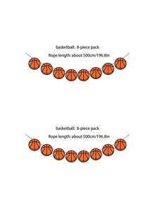 Sports Theme Decorative Paper Pull Flags, Football/Basketball/Baseball/Tennis/Volleyball Banners, Birthday Party Small & Large Insert Card Set, Team Gathering Atmosphere Scene Decoration Accessories, Suitable For Sports Fan Holiday Birthday Party Background Decoration Set