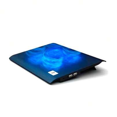  NK Base Refrigeradora Portátil - Ventilador Ordenador Portatil de 12 - 17" con Soporte , 4 Ventiladores Silenciosos, 2 Puertos USB, Refrigeración Rápida, Luz LED Azul - Color Negro ✅ Entrega 24/72h a España (península)