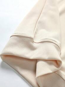 VHUTHK (250g Pure Polyester Round Neck Pullover Sweater)"Godspeed" Skeleton Reading Newspaper Double Sided Digital Printing, Filament Effect  Y2K Men's Round Neck Sweater In Autumn And Winter. - 杏色 - 查看 5