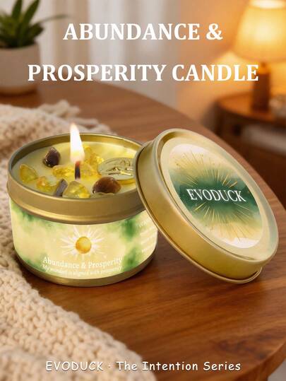 Candela di attrazione, protezione e manifestazione EVODUCK | Salvia bianca e incenso 3oz Candela profumata in cera di soia con cristalli neri e bianchi | Per una profonda concentrazione, meditazione, yoga e lettura | Regalo di Natale, compleanno per donne, amici | Con scheda di orientamento